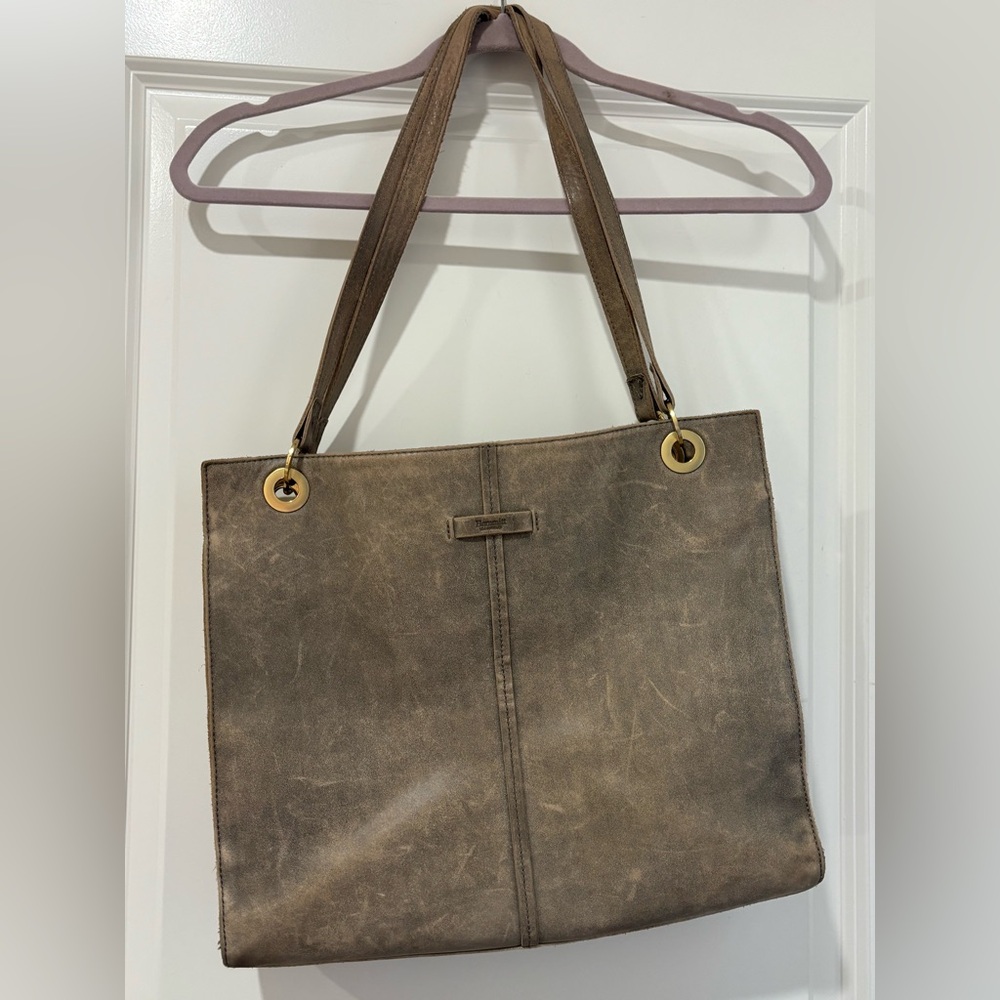 Hammit Brown Leather Tote Bag with laptop section